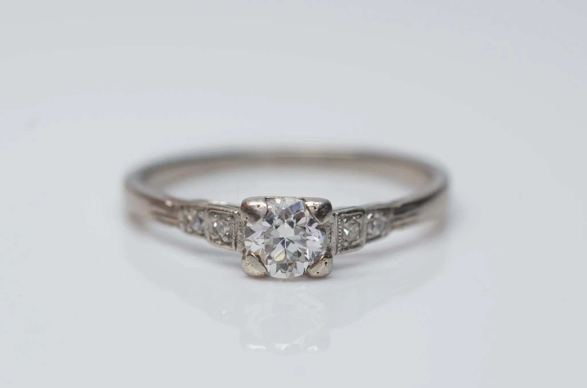 0.45CTW ART DECO OLD EUROPEAN CUT DIAMOND RING