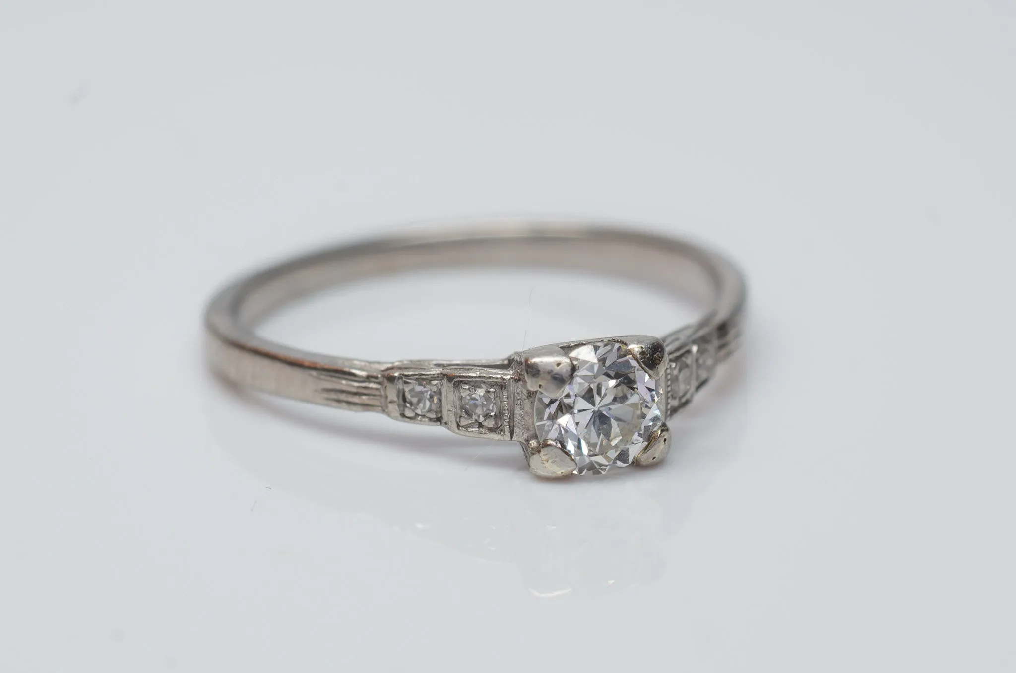 0.45CTW ART DECO OLD EUROPEAN CUT DIAMOND RING