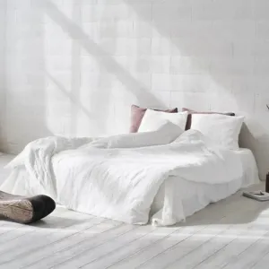 100% Organic Flax Linen Washed Bedding Set - Bleach