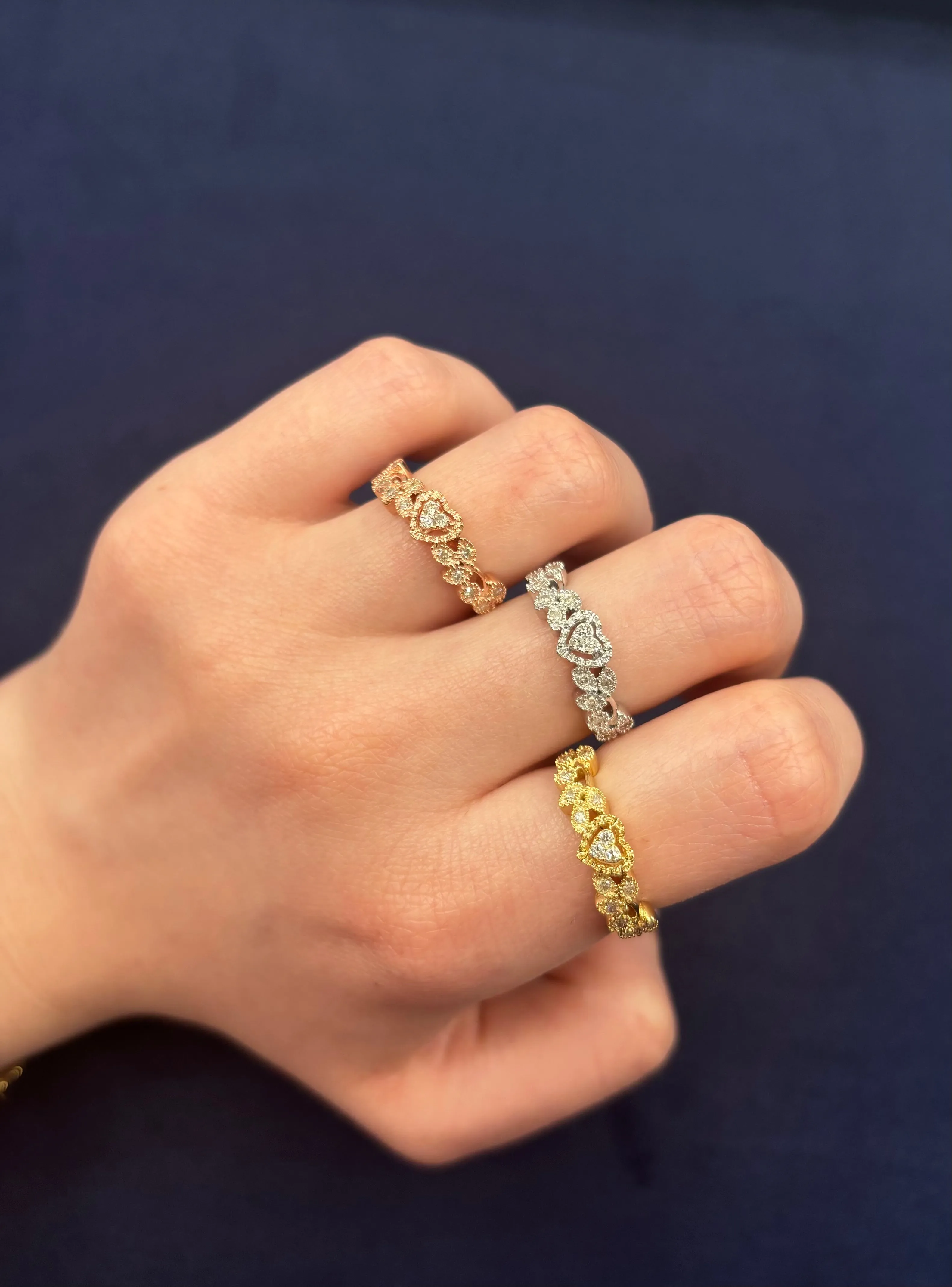 10K Heart Ring with Petals
