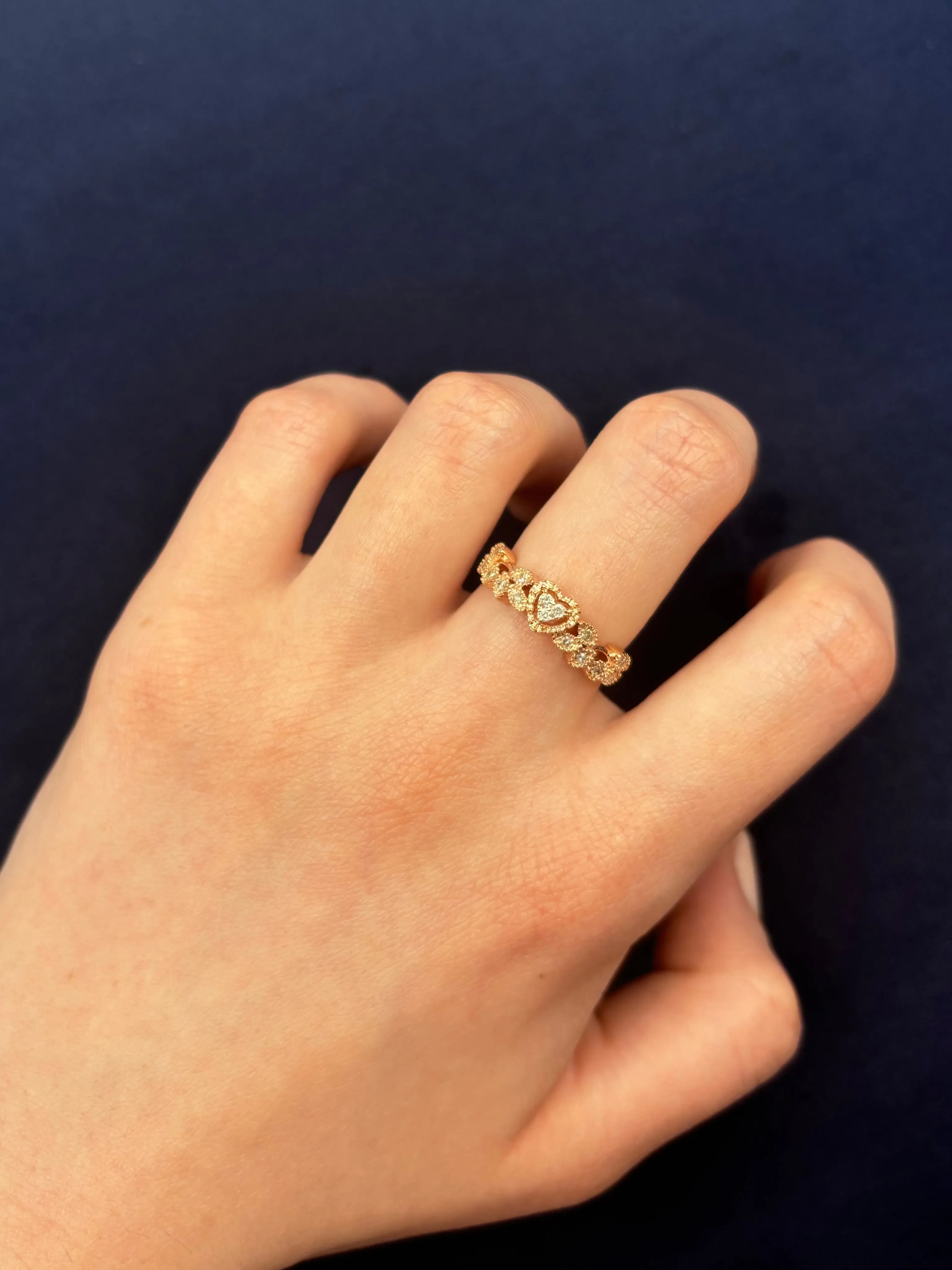 10K Heart Ring with Petals