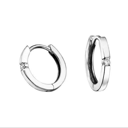 10K (White, Yellow) Gold Diamond Hoop Earrings White