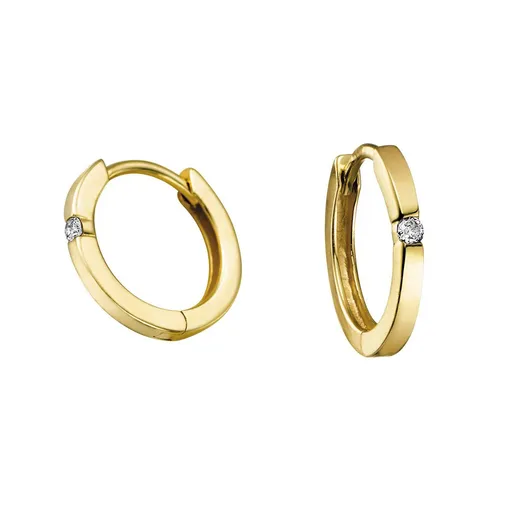10K (White, Yellow) Gold Diamond Hoop Earrings White