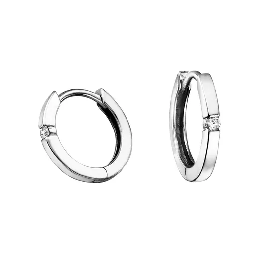 10K (White, Yellow) Gold Diamond Hoop Earrings White