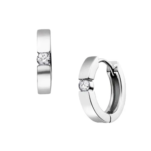 10K (White, Yellow, Rose) Gold (0.10ct) Diamond Hoop Earrings