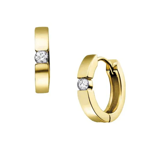 10K (White, Yellow, Rose) Gold (0.10ct) Diamond Hoop Earrings