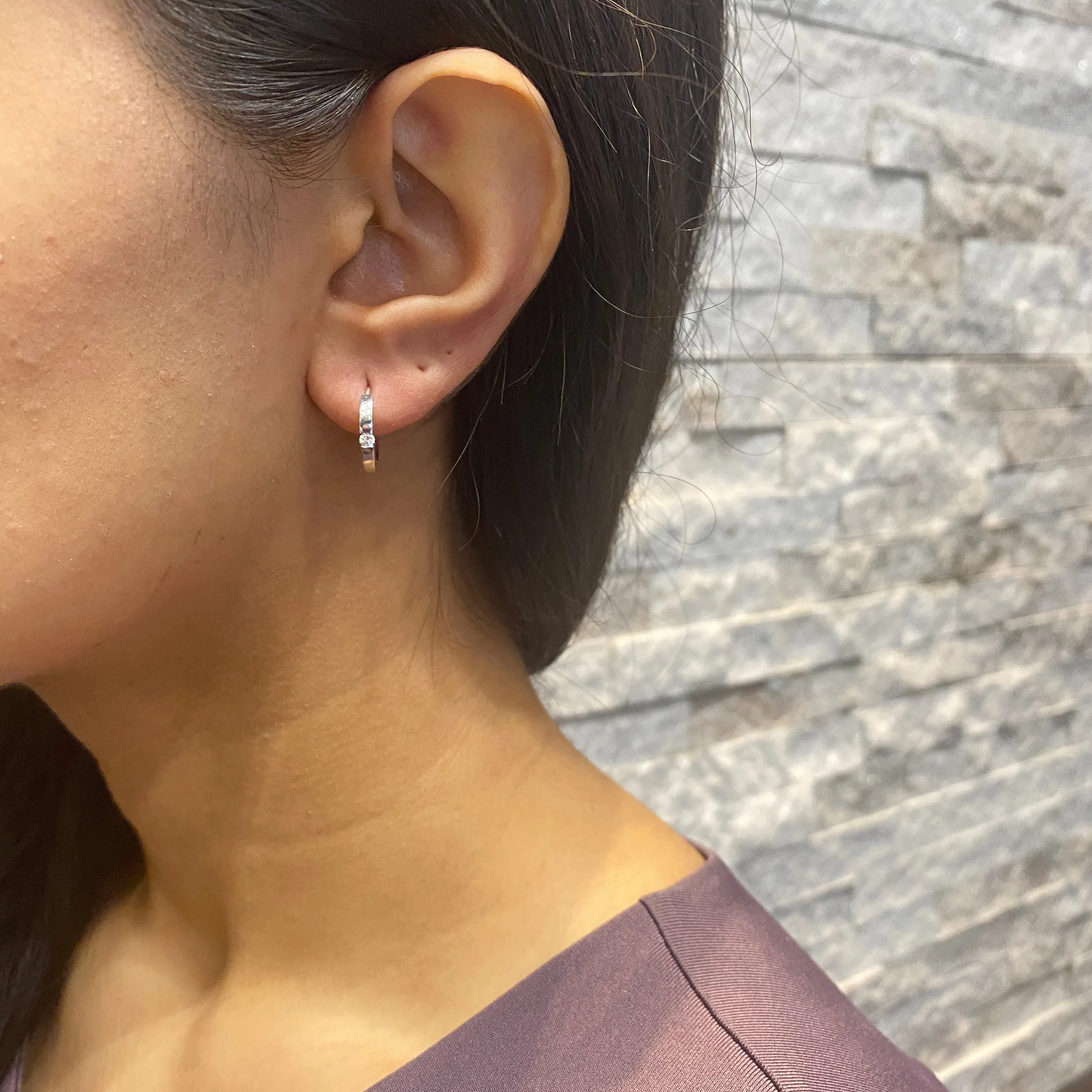 10K (White, Yellow, Rose) Gold (0.10ct) Diamond Hoop Earrings