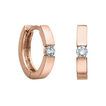 10K (White, Yellow, Rose) Gold (0.20ct) Diamond Hoop Earrings White
