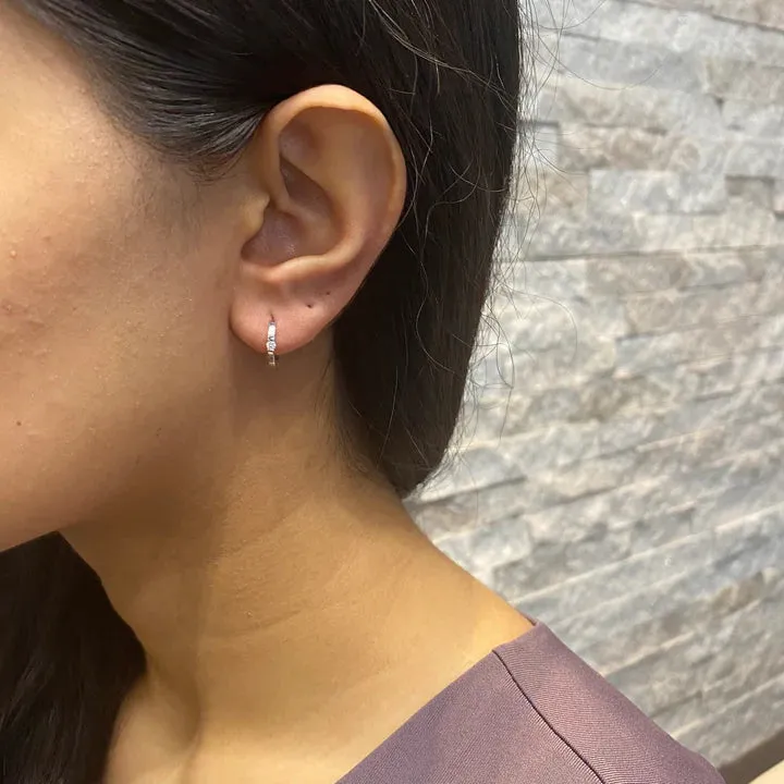 10K (White, Yellow, Rose) Gold (0.20ct) Diamond Hoop Earrings White