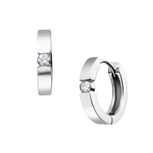 10K (White, Yellow, Rose) Gold (0.20ct) Diamond Hoop Earrings White