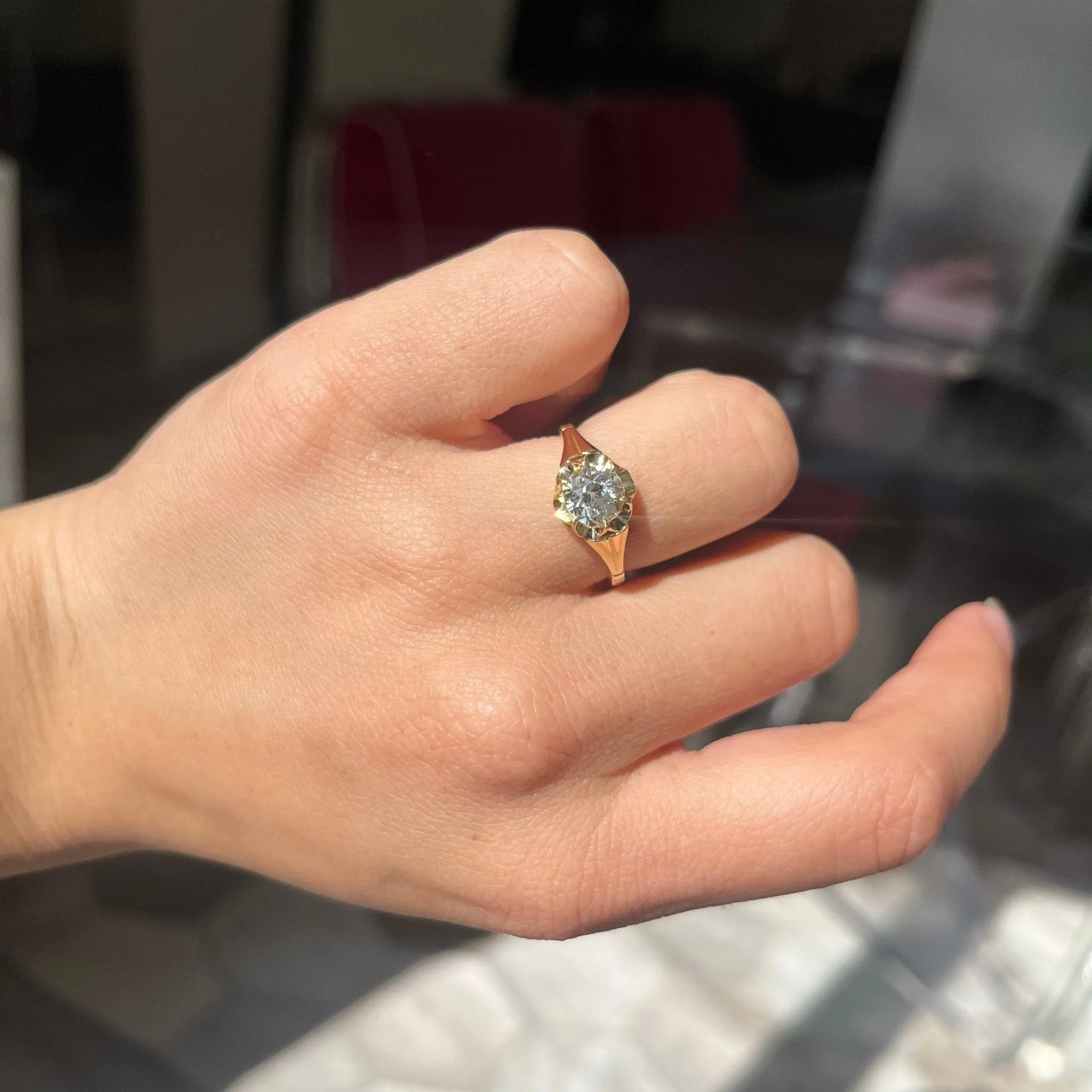 1.16ct Old European Cut Diamond Buttercup Solitaire