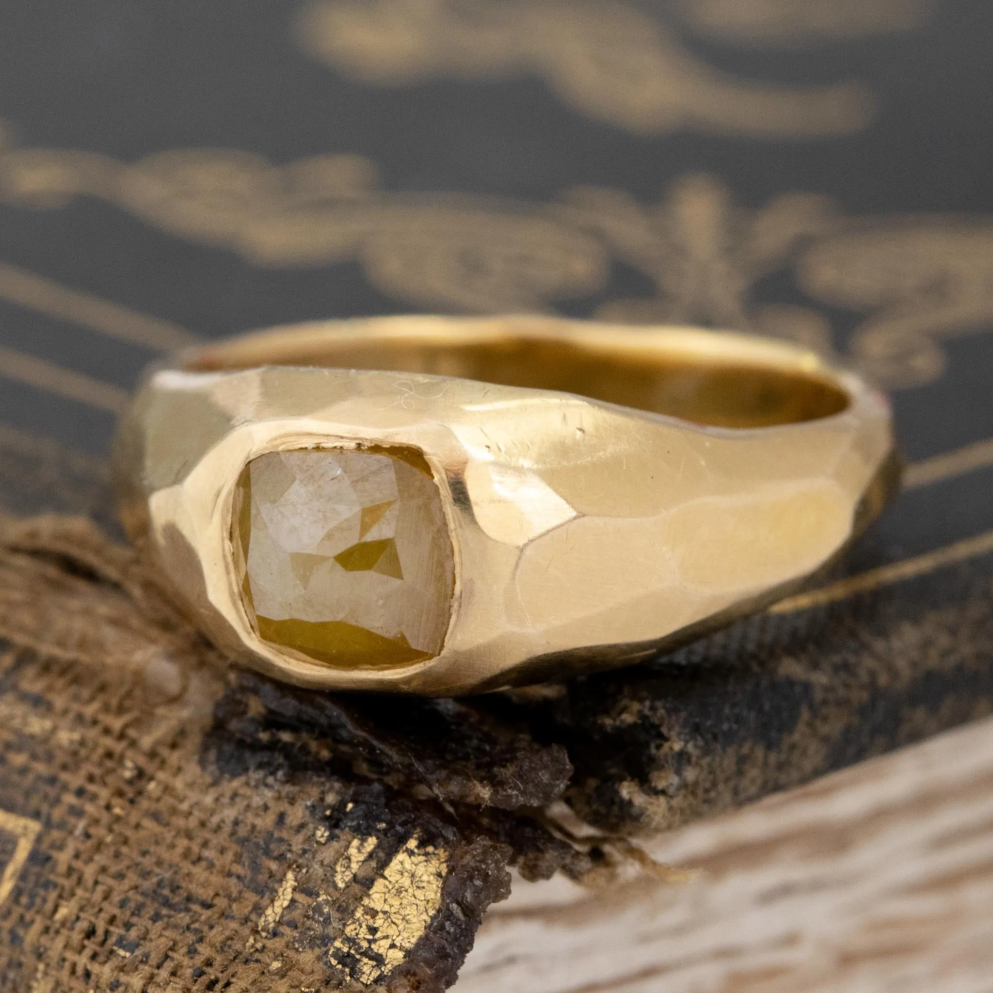 1.20ct Rustic Diamond Hammered Ring