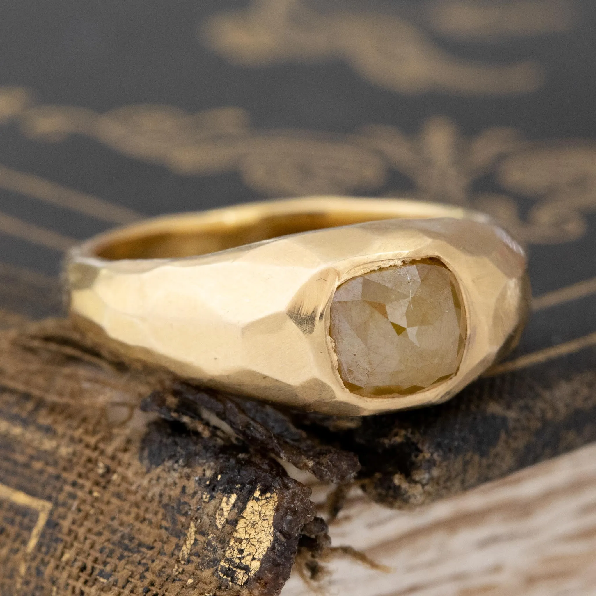 1.20ct Rustic Diamond Hammered Ring