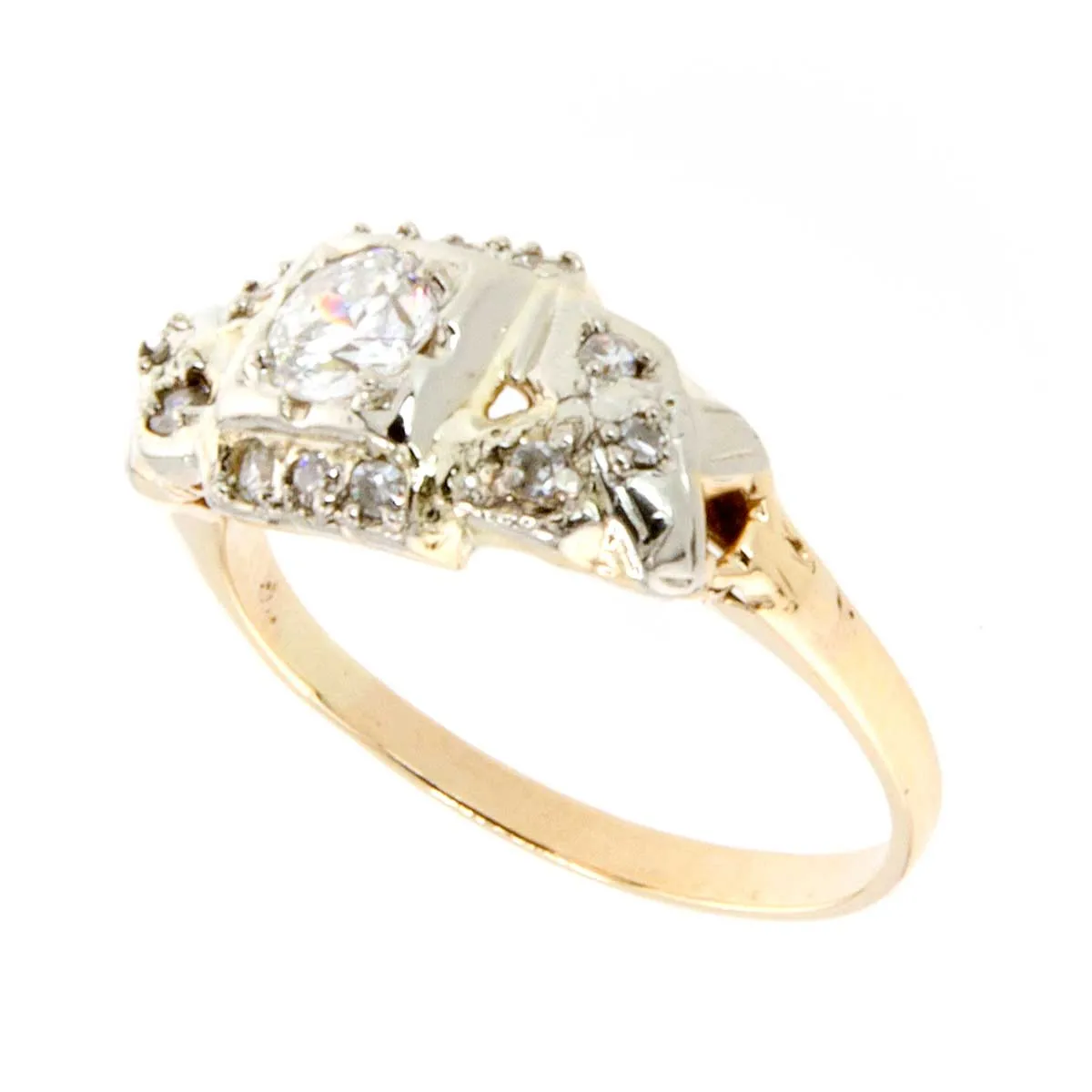 14K Art Deco Diamond Engagement Ring