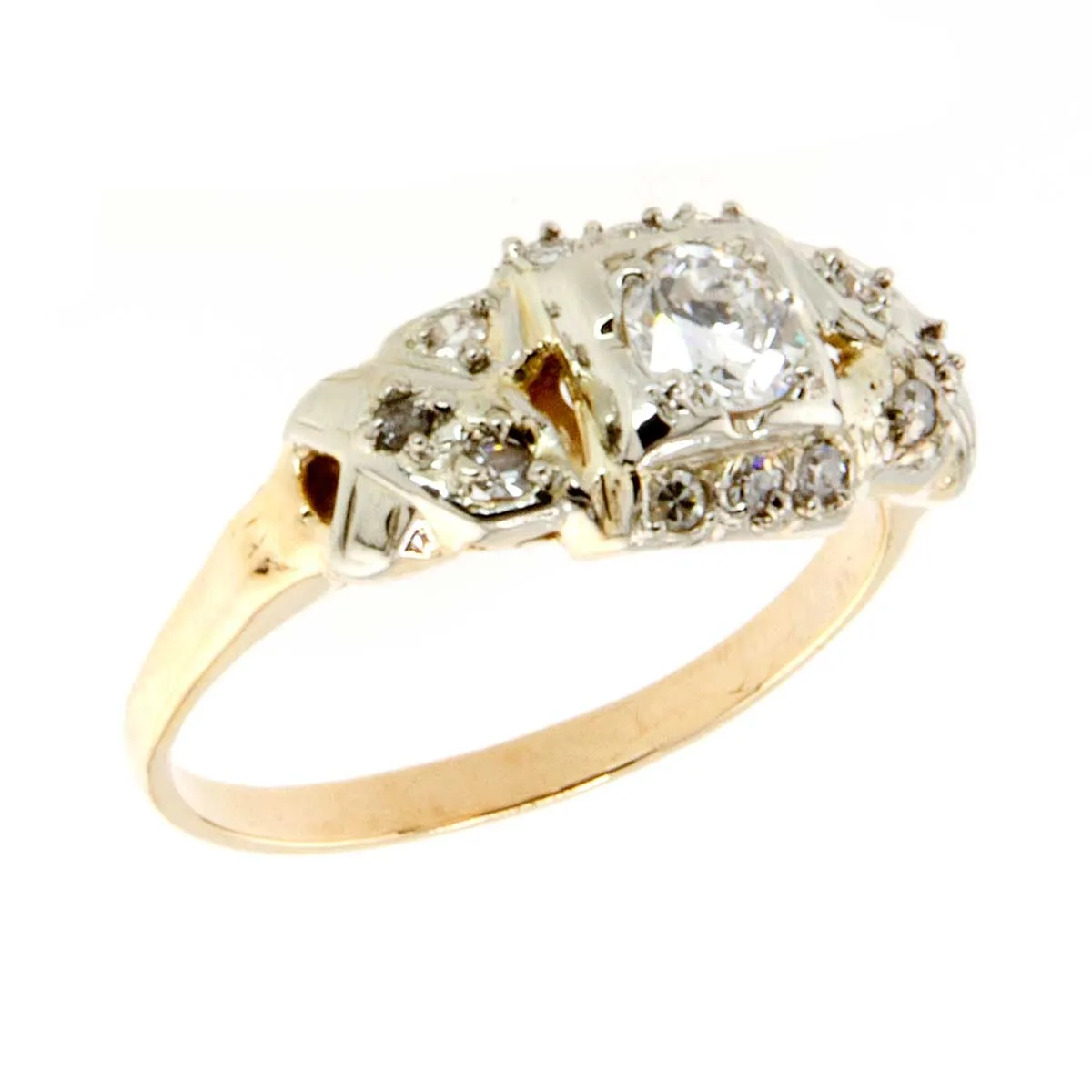 14K Art Deco Diamond Engagement Ring