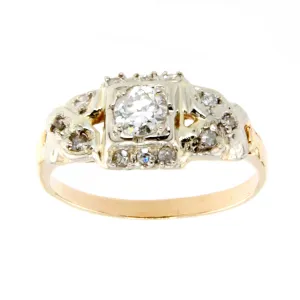 14K Art Deco Diamond Engagement Ring