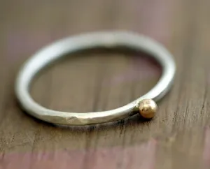 14k gold and silver pebble ring (S0283)