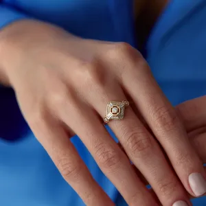 14k Gold Baguette Square Ring