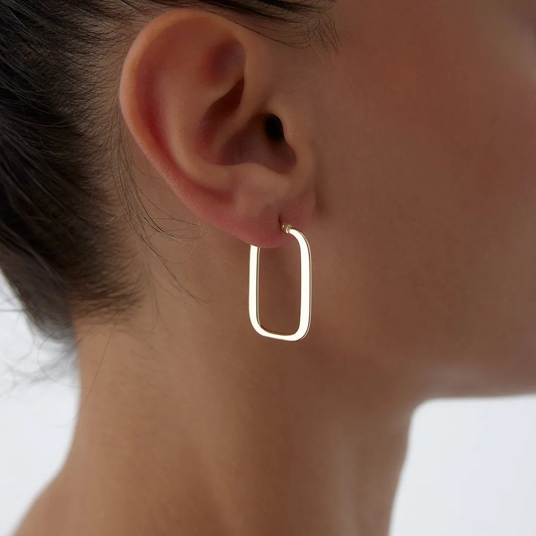 14k Gold Basic Square Bow Earring