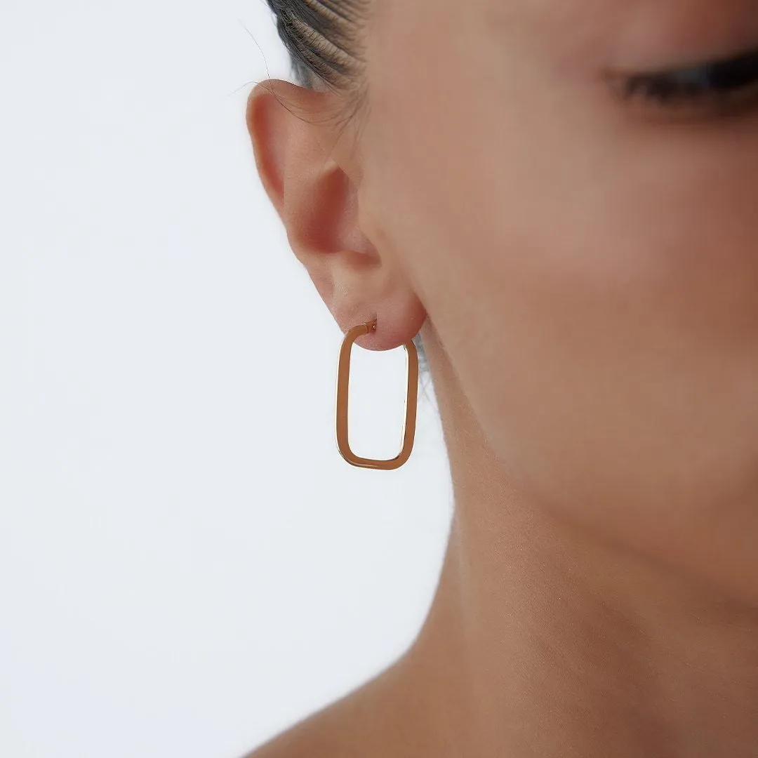 14k Gold Basic Square Bow Earring