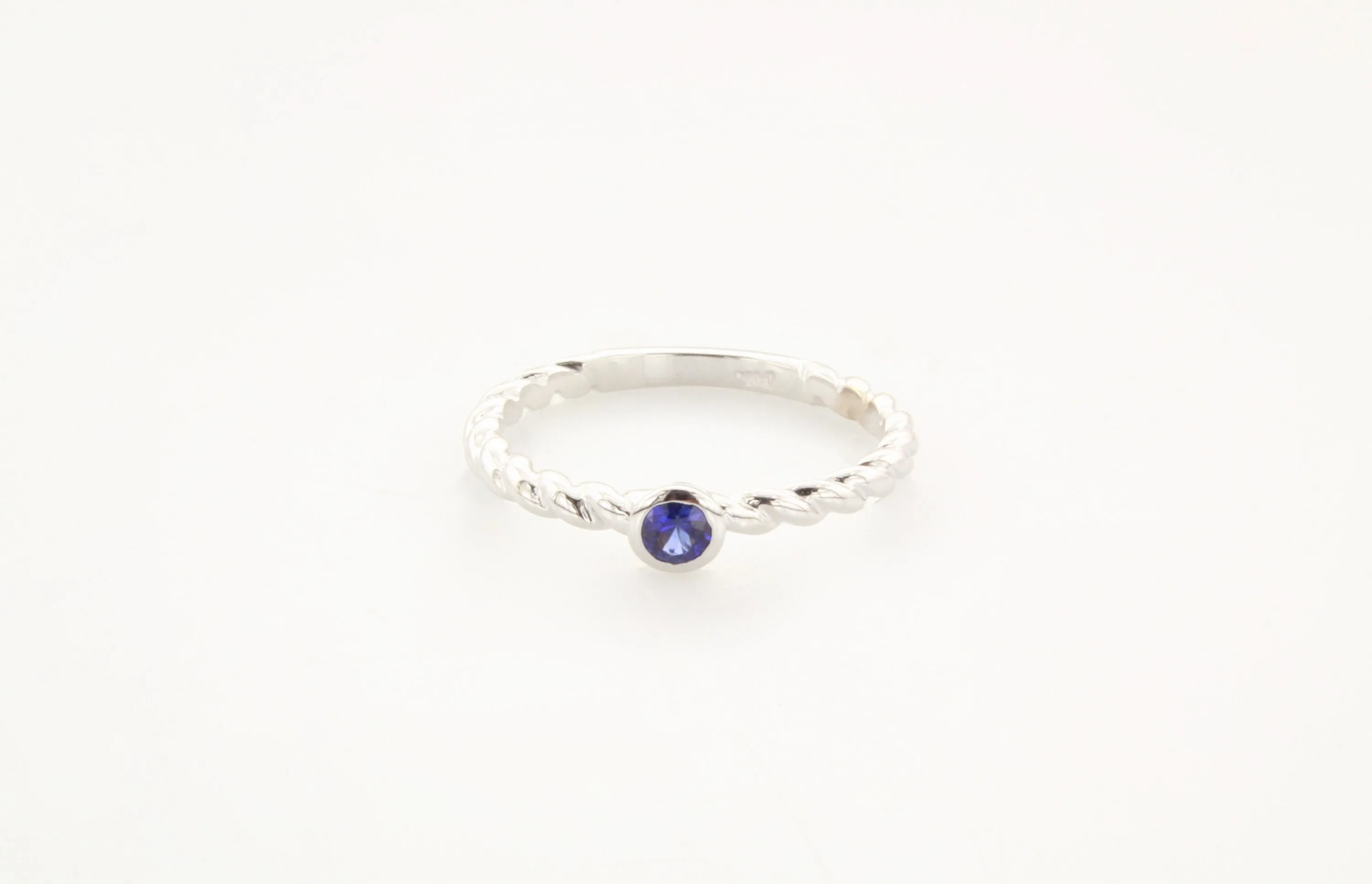 14K Gold Blue Sapphire Bezel Ring