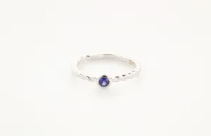 14K Gold Blue Sapphire Bezel Ring