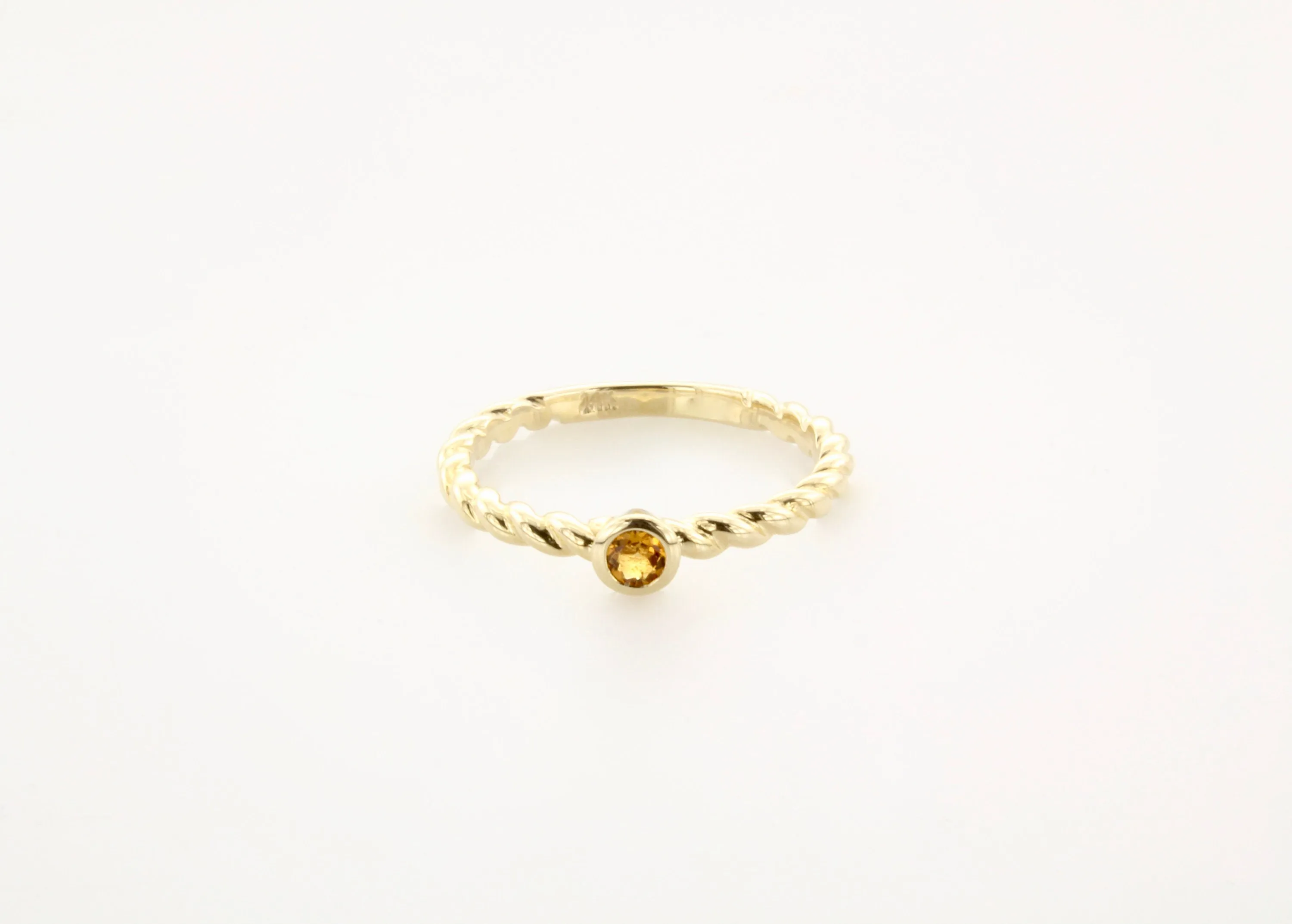 14K Gold Citrine Bezel Ring