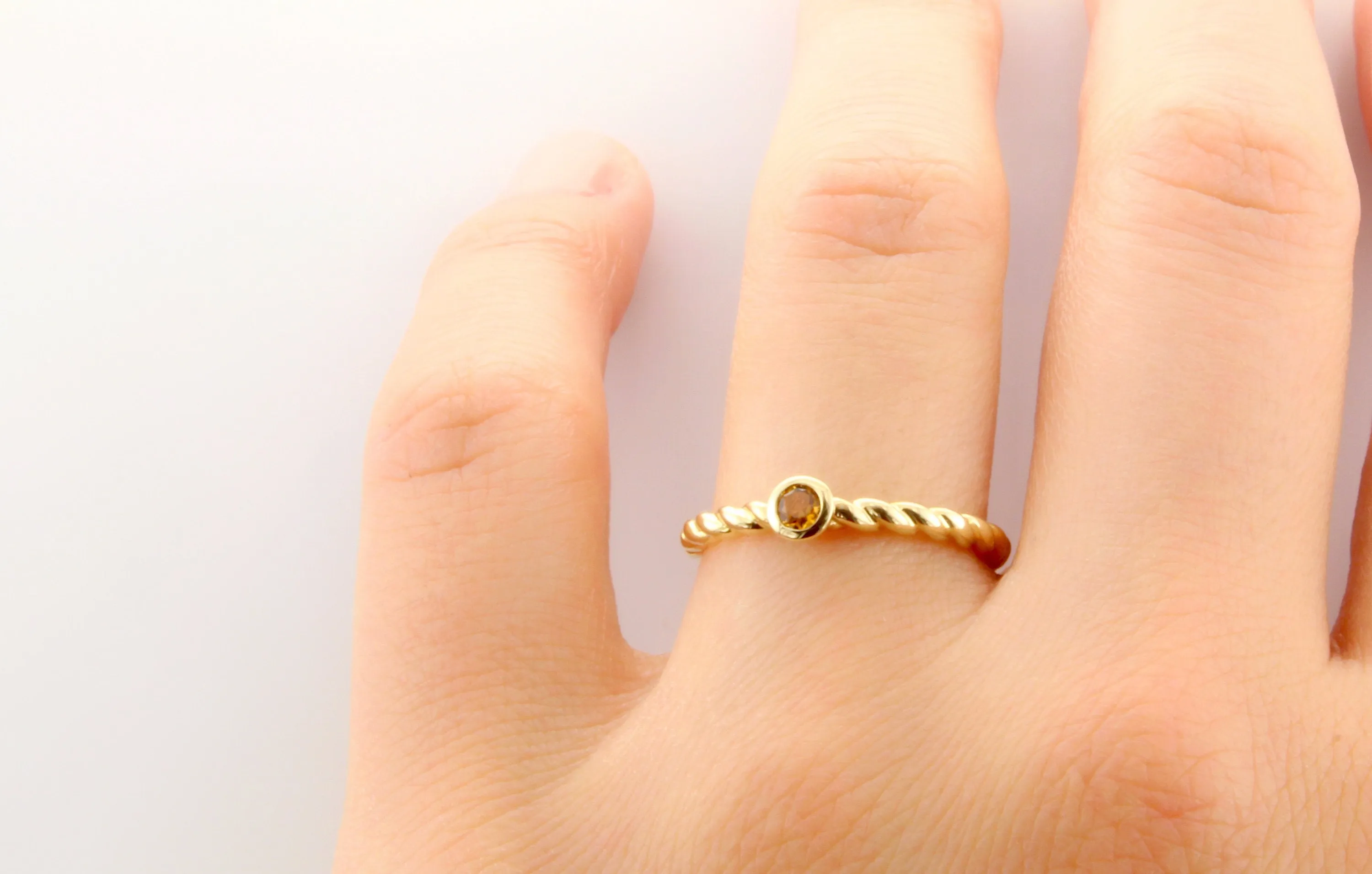 14K Gold Citrine Bezel Ring