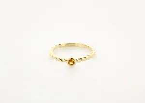 14K Gold Citrine Bezel Ring