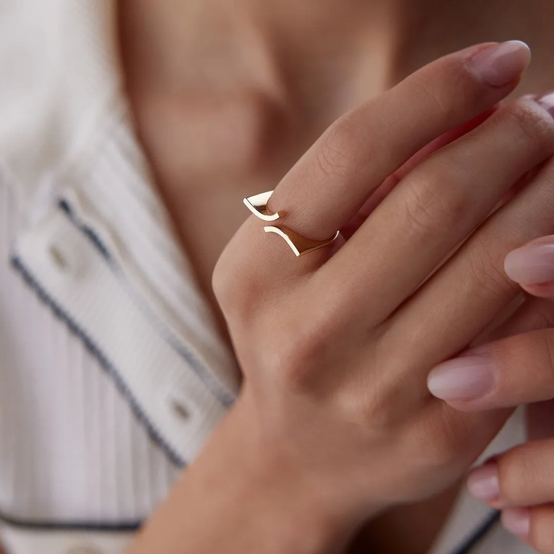14k Gold Curved Ring