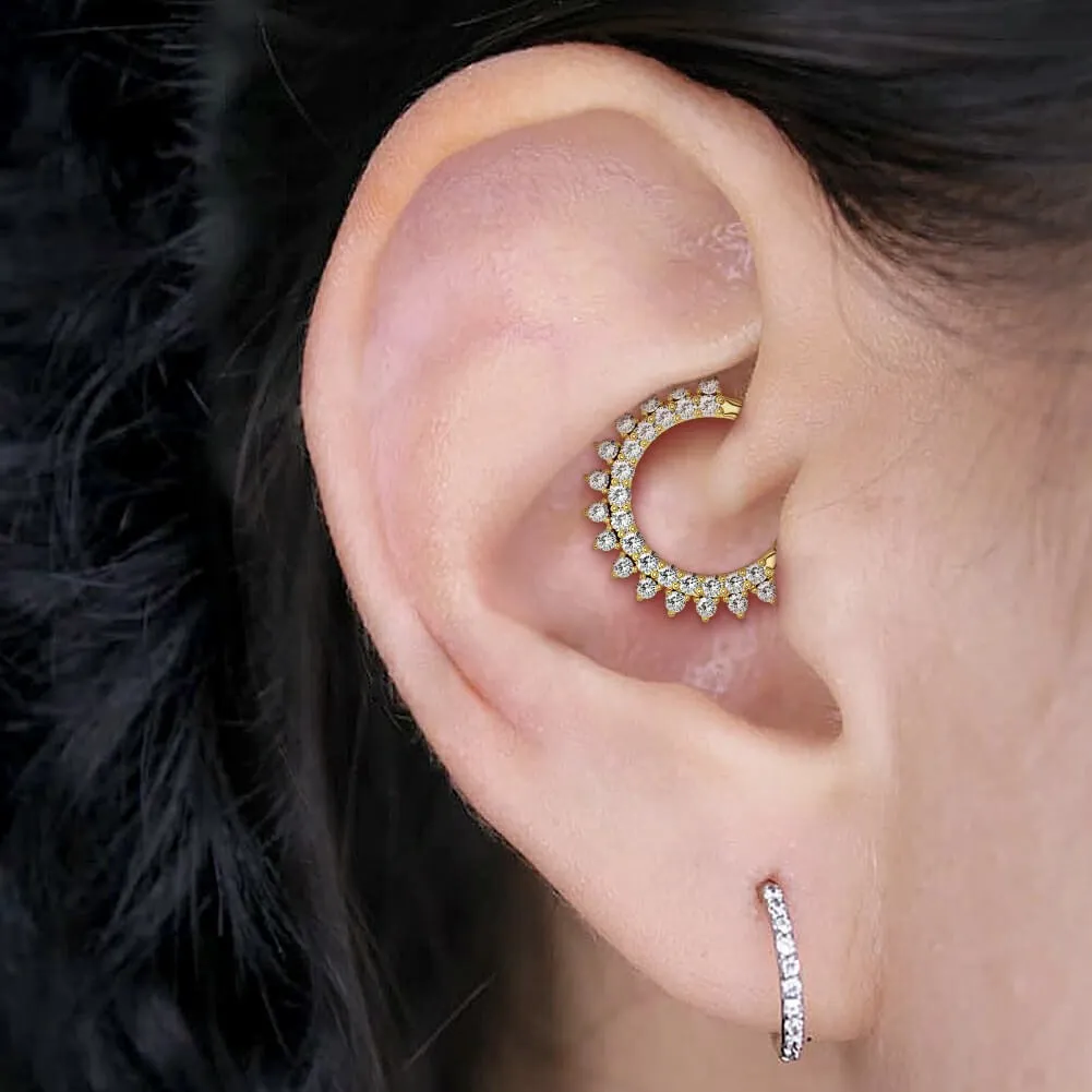 14K Gold CZ Septum Ring 16G Daith Cartilage Hoop
