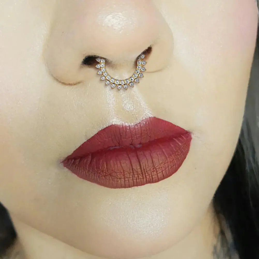 14K Gold CZ Septum Ring 16G Daith Cartilage Hoop