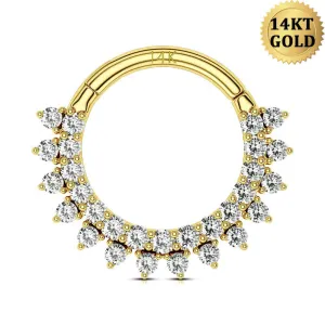 14K Gold CZ Septum Ring 16G Daith Cartilage Hoop