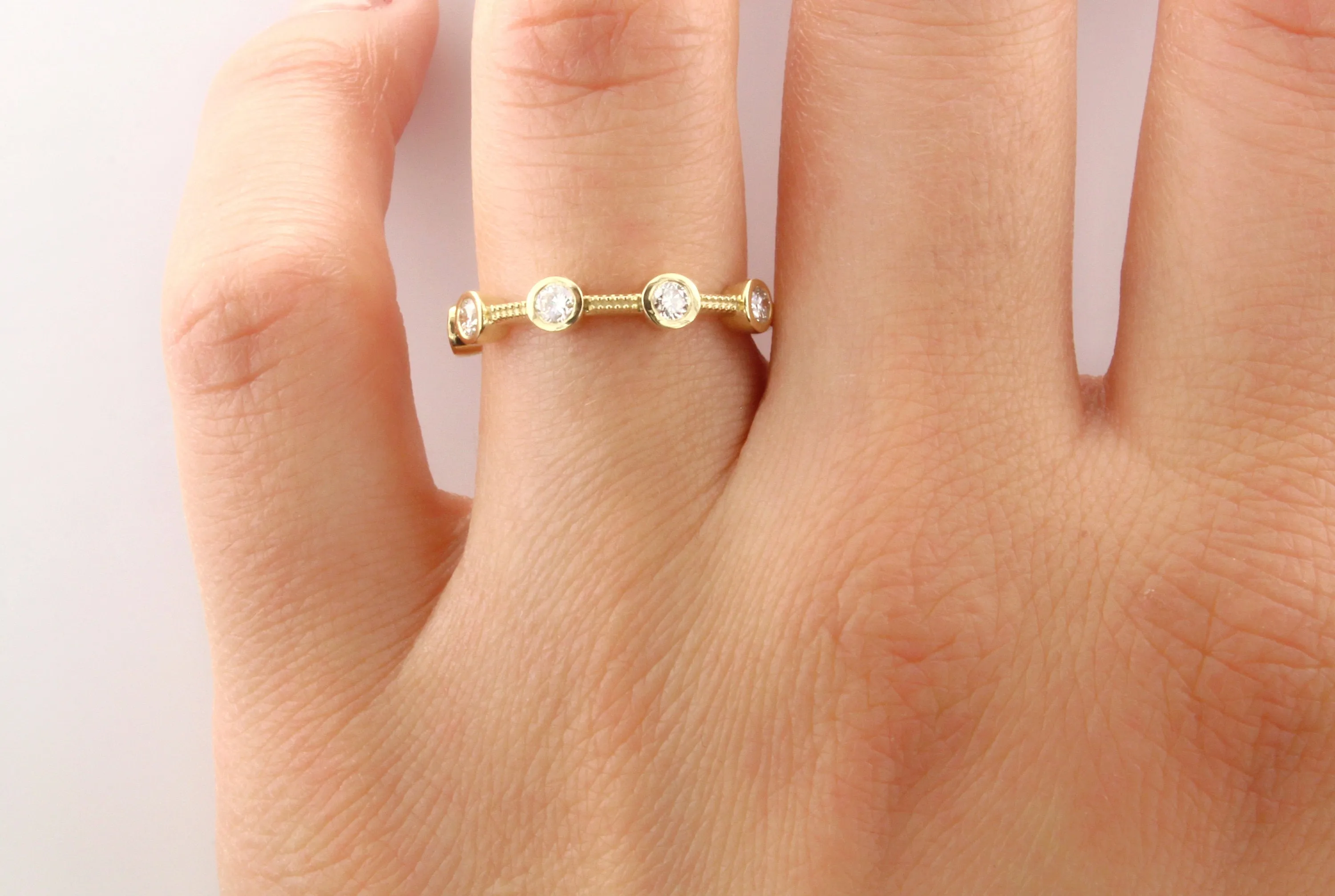 14K Gold Diamond Bezel Band