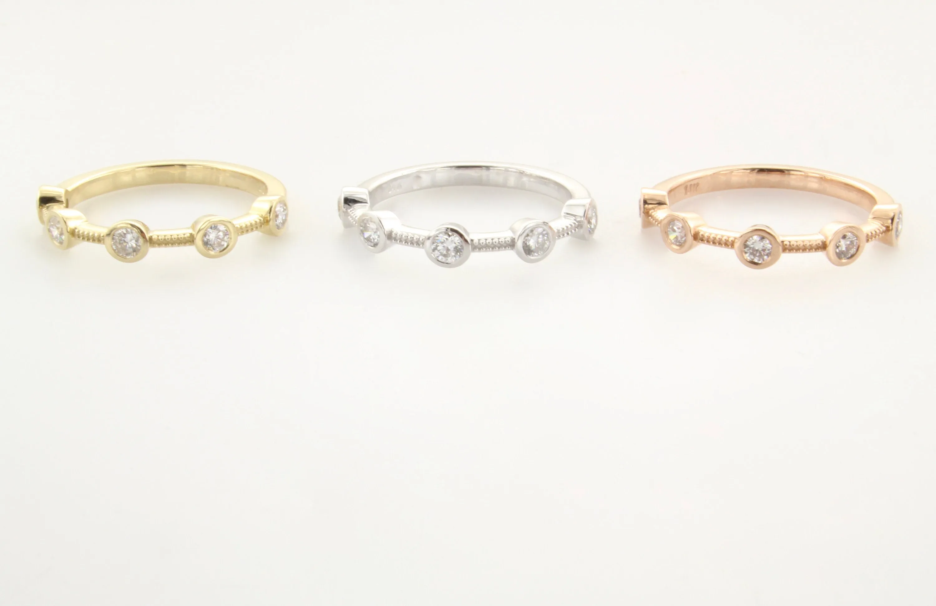 14K Gold Diamond Bezel Band