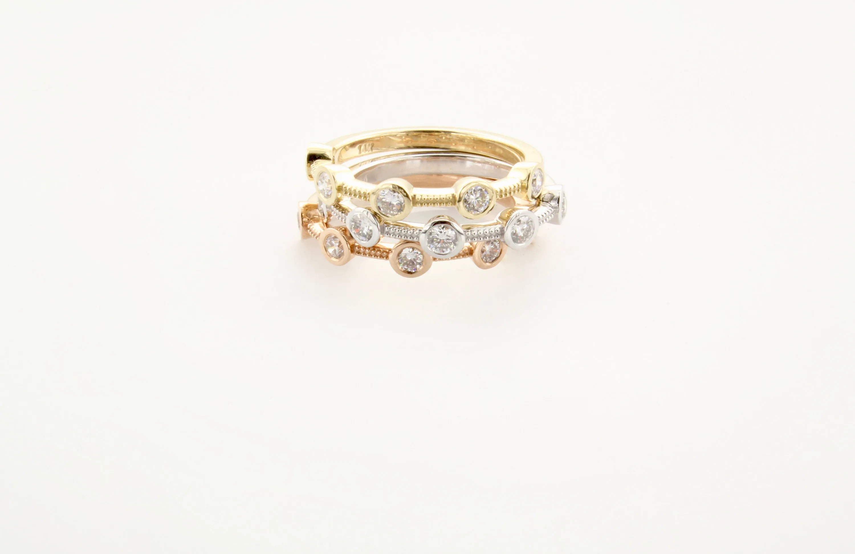 14K Gold Diamond Bezel Band