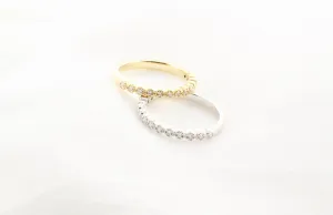 14K Gold Diamond Millgrain Finish Round Band