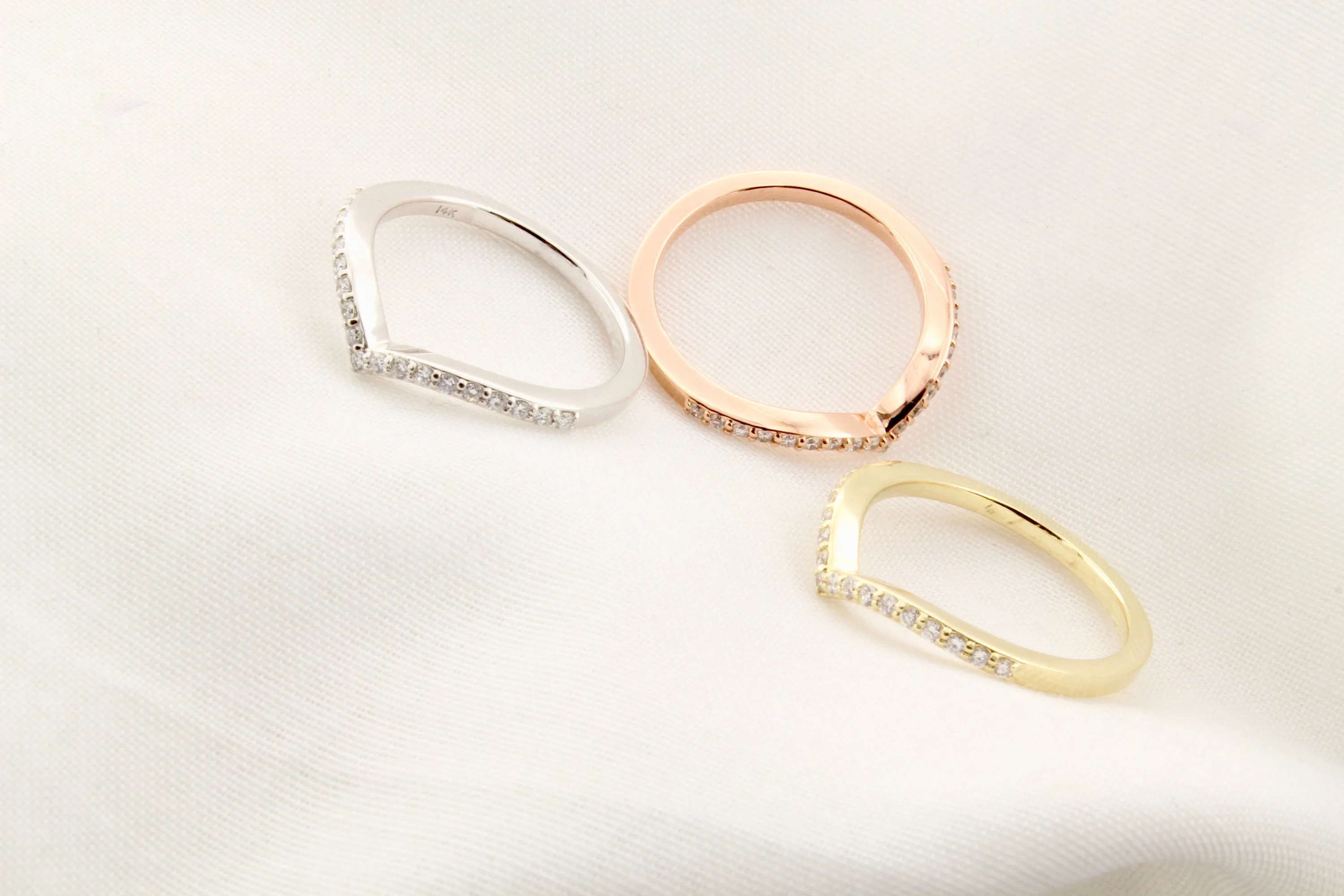 14K Gold Diamond V Band