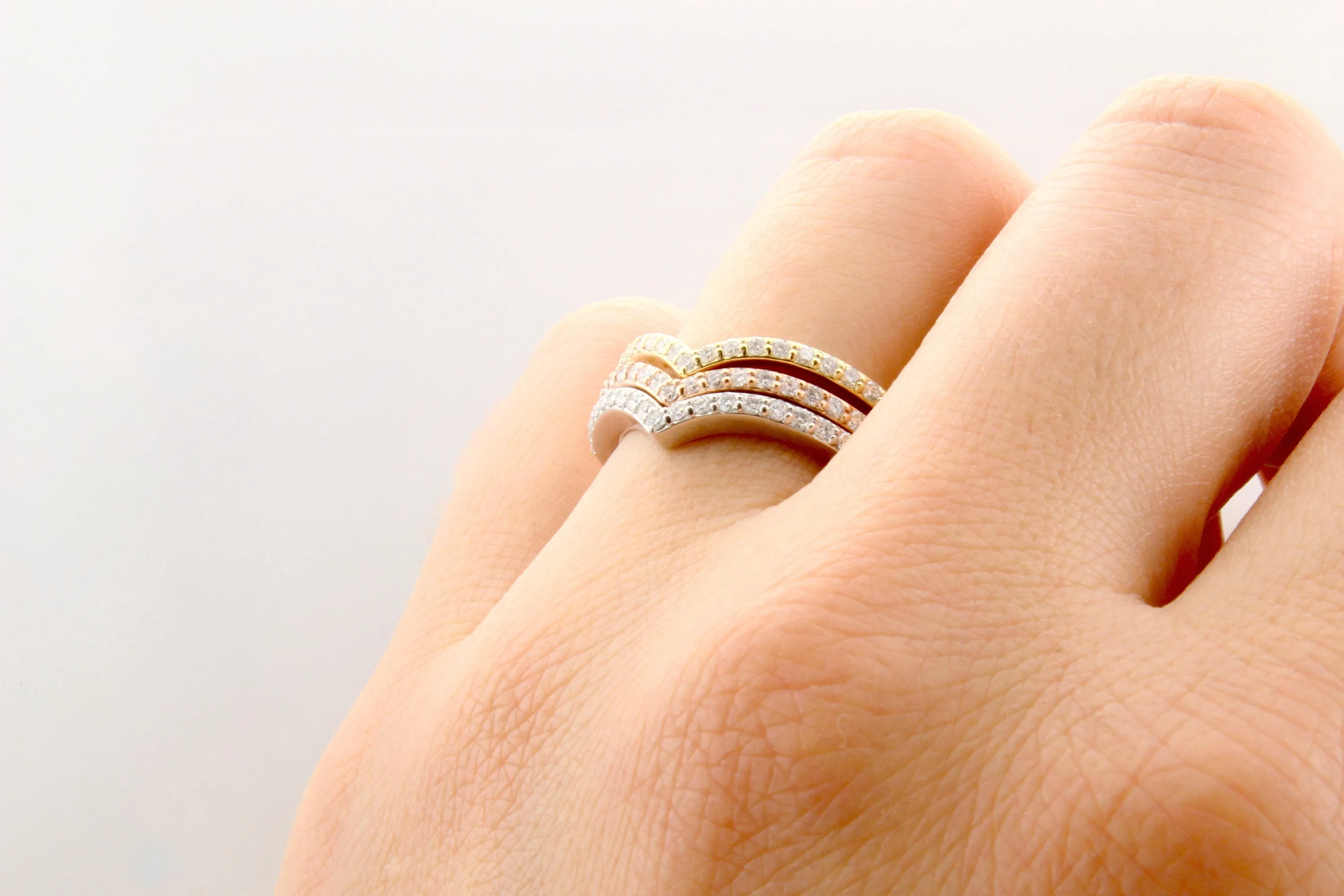 14K Gold Diamond V Band