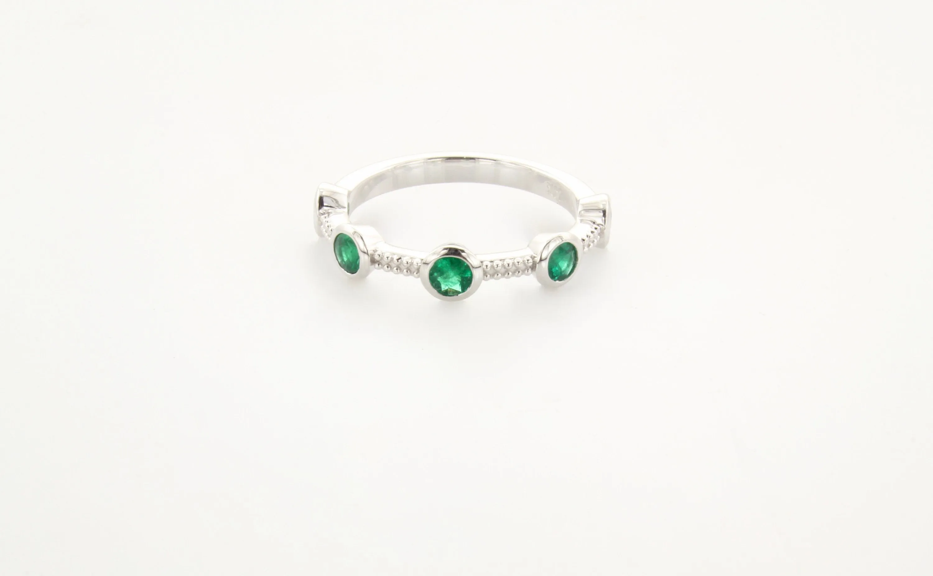 14K Gold Emerald Bezel Half Eternity Band