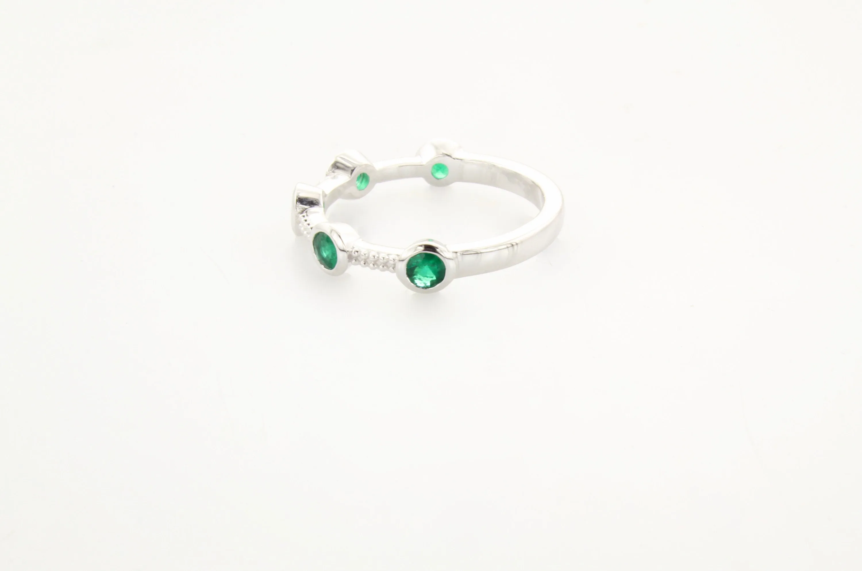 14K Gold Emerald Bezel Half Eternity Band
