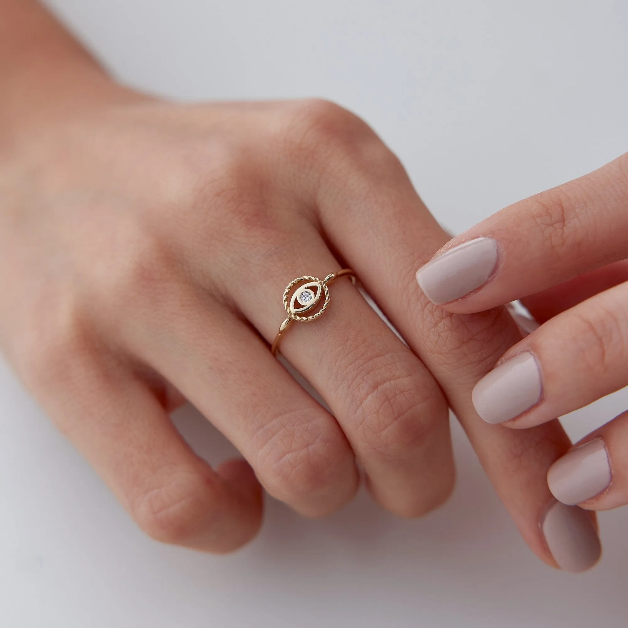 14k Gold Evil Eye  Ring