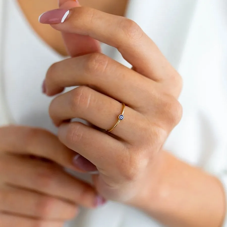 14k Gold Evil Eye  Ring
