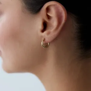 14k Gold Hoop Earrings Double Mini Hoop Earrings