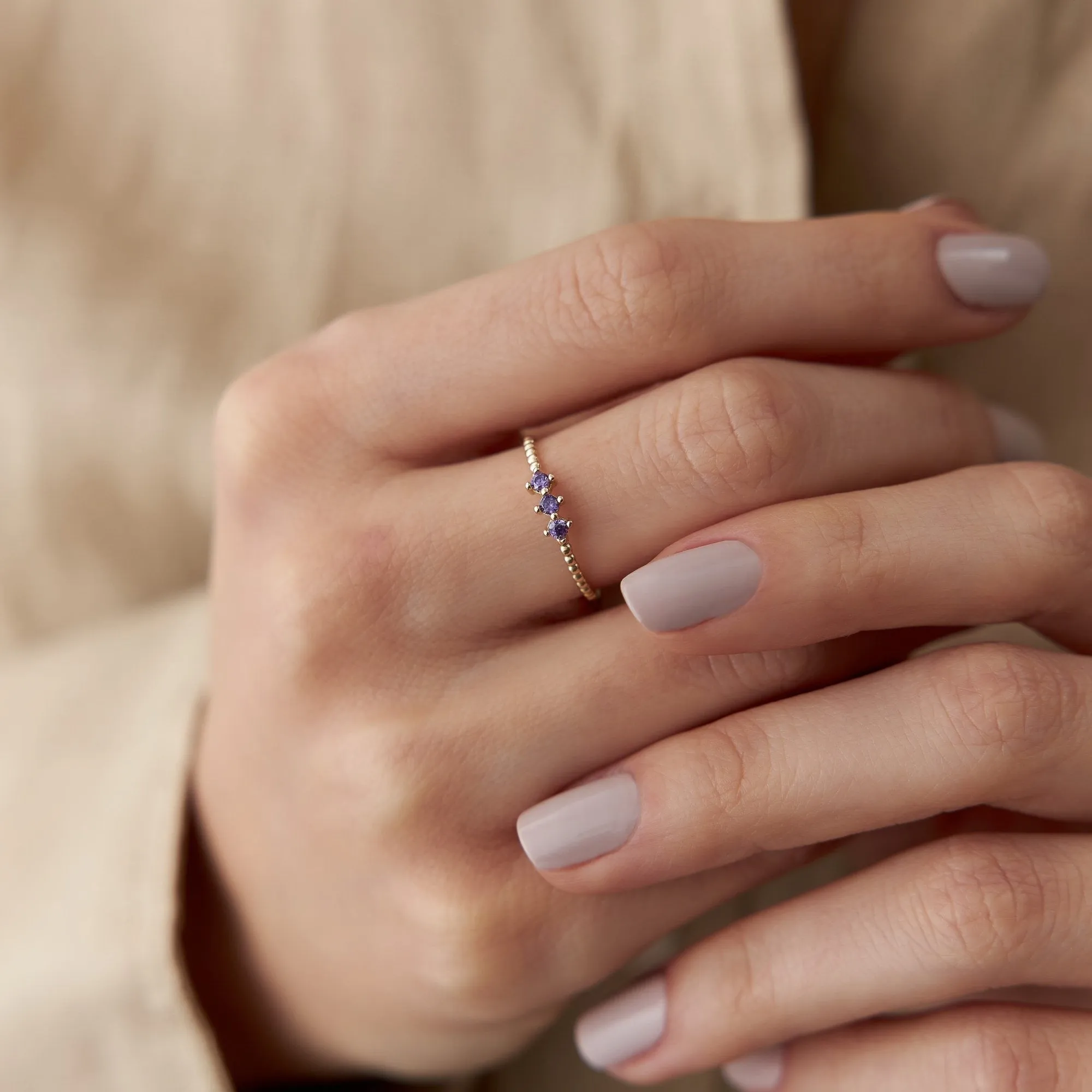 14k Gold Light Green Ring