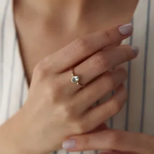 14k Gold Oval Aquamarine Blue Ring