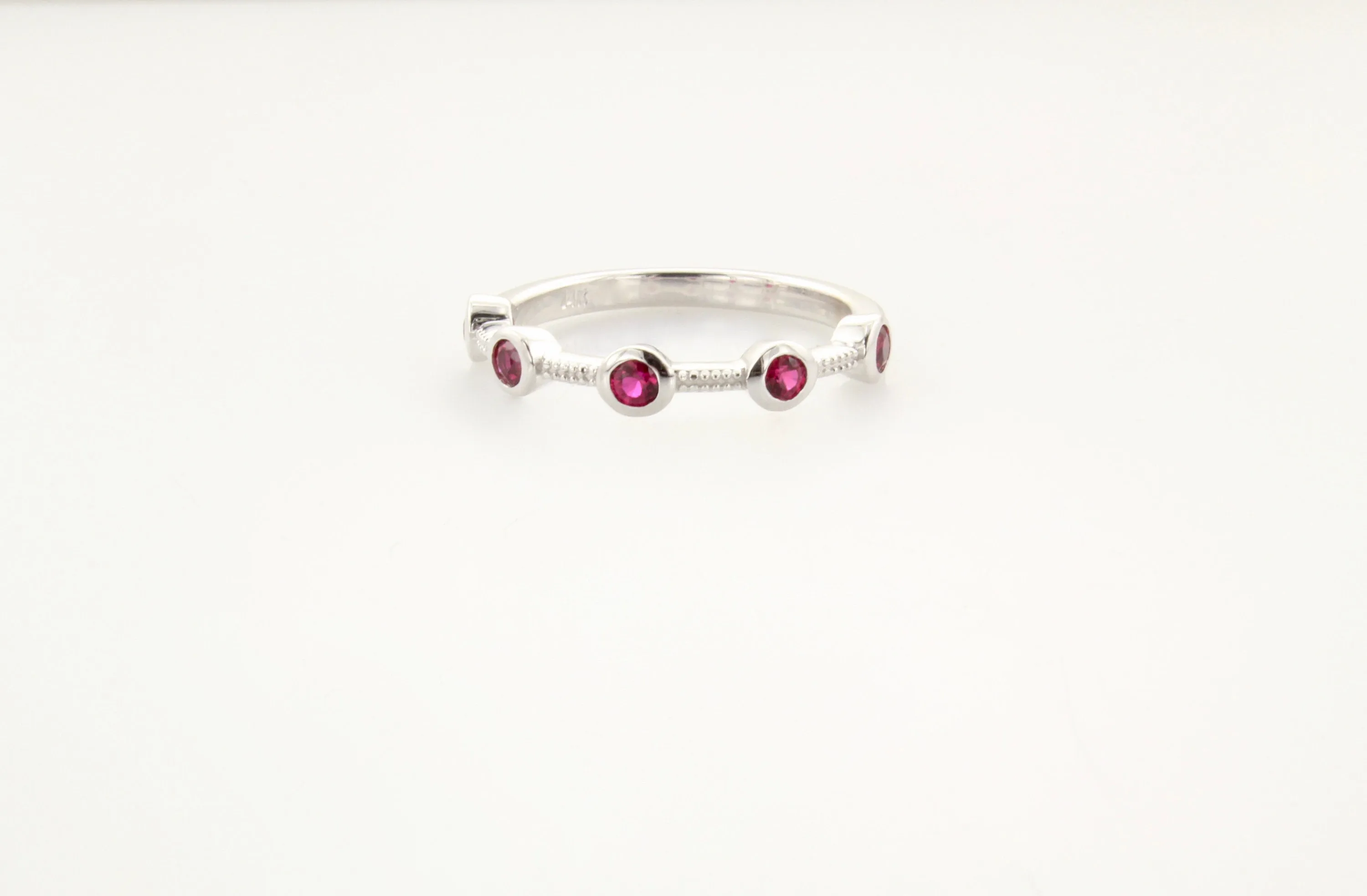 14K Gold Ruby Bezel Half Eternity Band