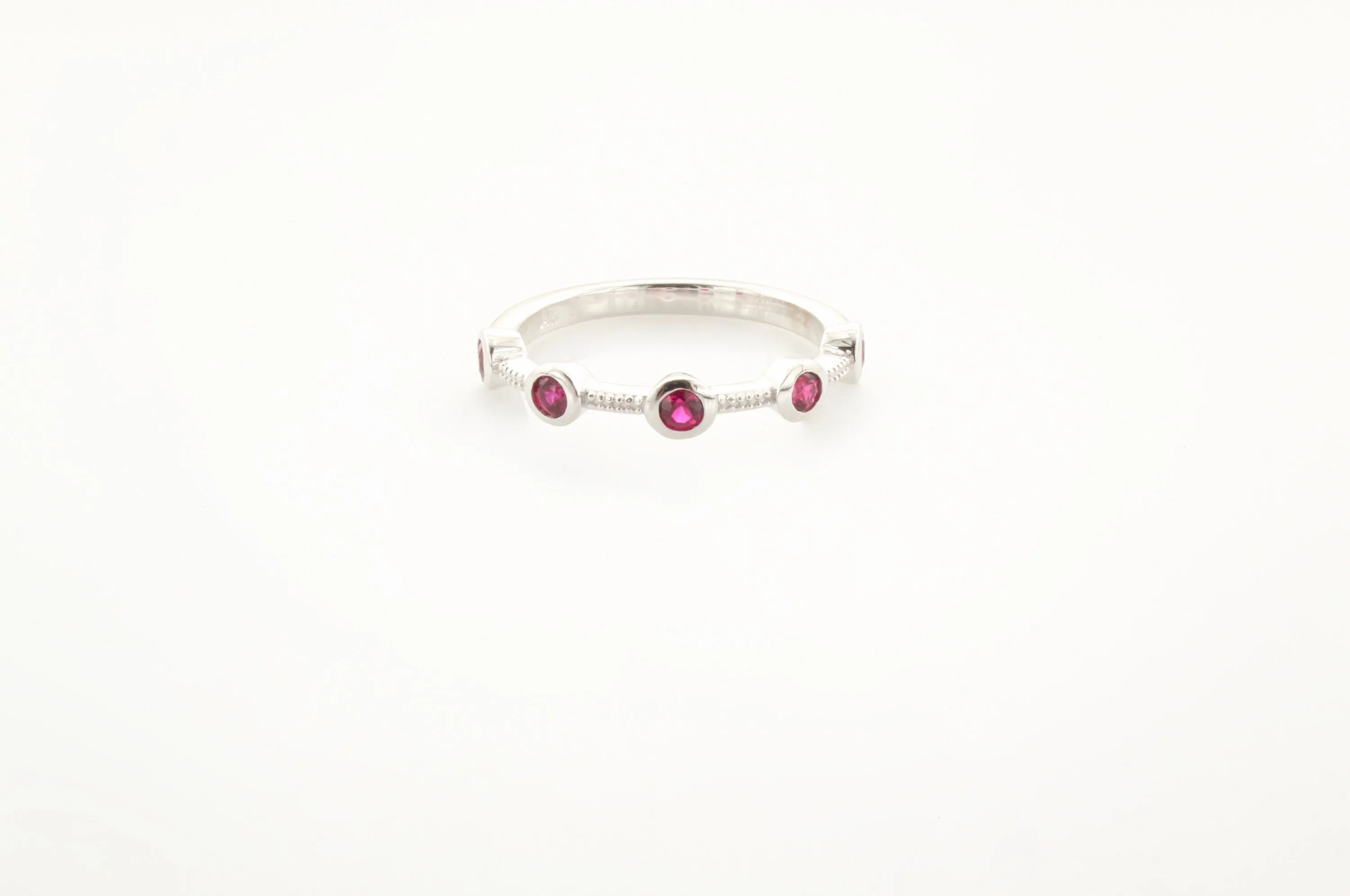 14K Gold Ruby Bezel Half Eternity Band