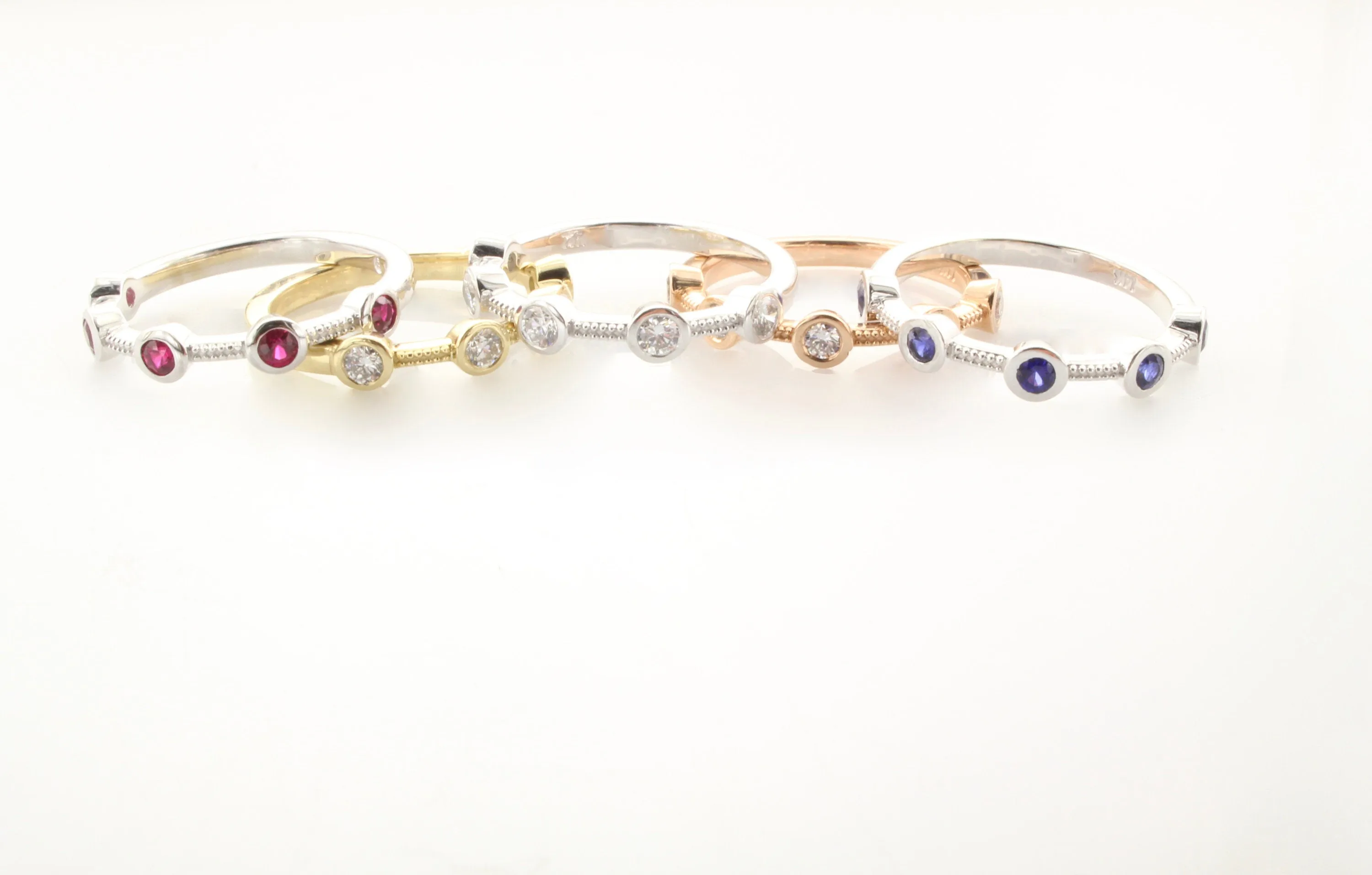 14K Gold Ruby Bezel Half Eternity Band