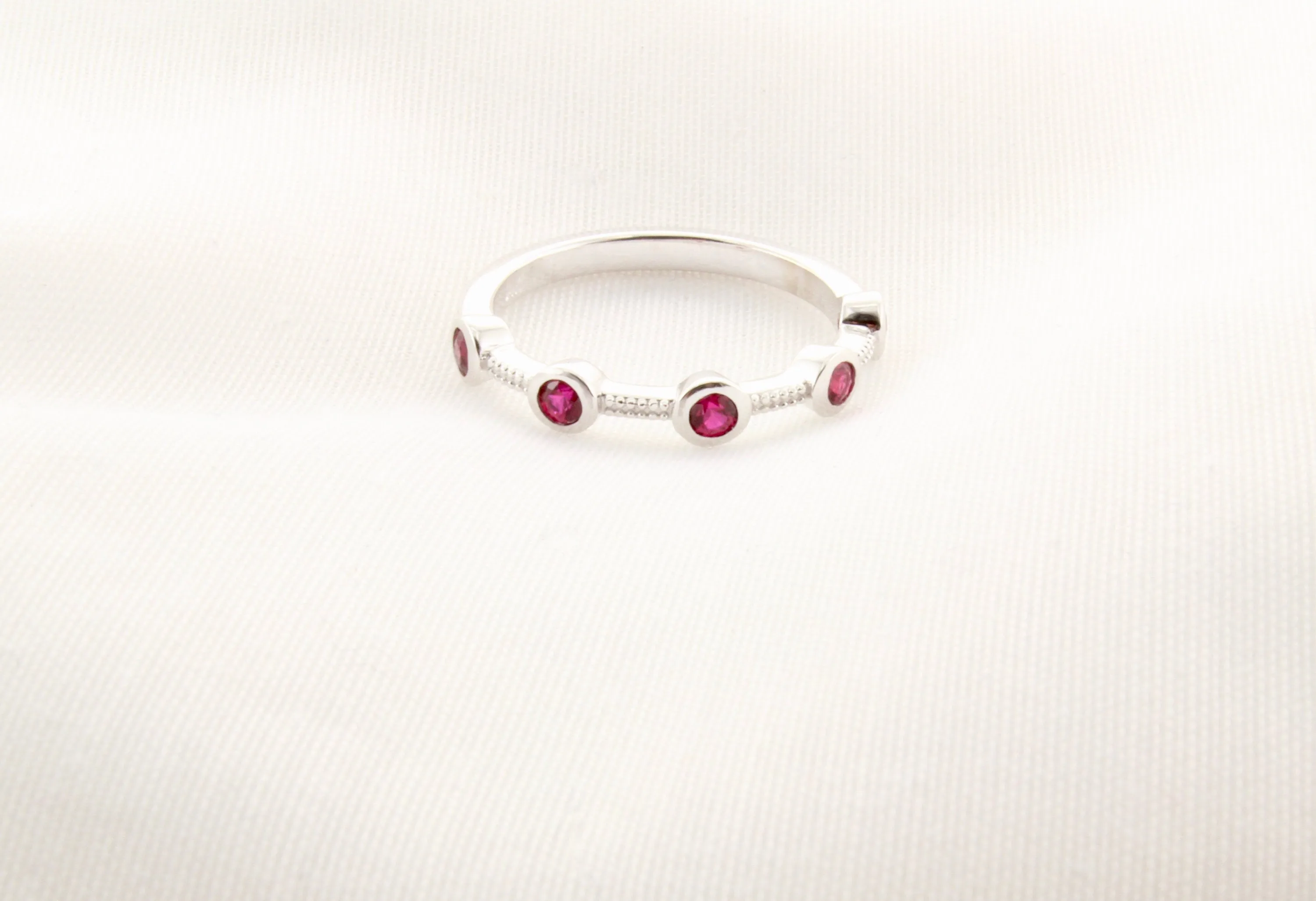 14K Gold Ruby Bezel Half Eternity Band